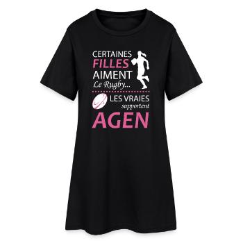 Certaines Filles Aiment Le Rugby Les Vraies Sup... - Robe T-shirt Femme - noir - Devant