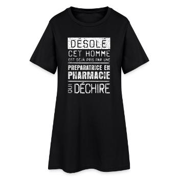 Desole Cet Homme Est Deja Pris Par Une Preparat... - Robe T-shirt Femme - noir - Devant