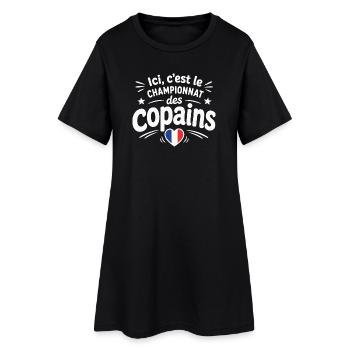 Ici, c’est le championnat des copains - Frauen T-Shirt-Kleid - Schwarz - Vorne