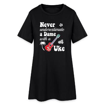 Ne sous-estimez jamais une Dame avec un ukélé - Robe T-shirt Femme - noir - Devant