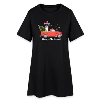 Camion de Noël Frenchie – Joyeux Noël - Robe T-shirt Femme - noir - Devant