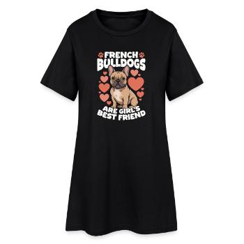 Bouledogue français Race de chien Frenchie - Robe T-shirt Femme - noir - Devant