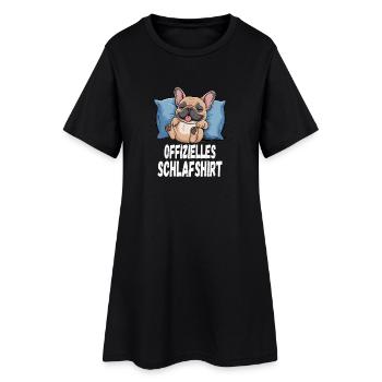  Offizielles Schlafshirt Lustige Französische - Frauen T-Shirt-Kleid - Schwarz - Vorne