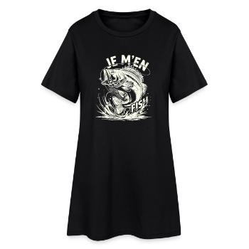 I Fish Fisherman Humor Retro Fish - Frauen T-Shirt-Kleid - Schwarz - Vorne