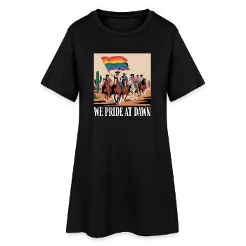 Pride at Dawn: Western Flag Ride - Frauen T-Shirt-Kleid - Schwarz - Vorne