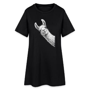 Lama drôle qui regarde - Robe T-shirt Femme - noir - Devant