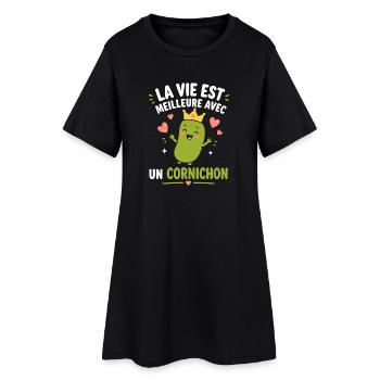 Cornichon - Robe T-shirt Femme - noir - Devant