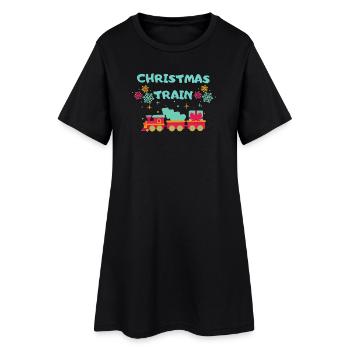 Christmas Train - Frauen T-Shirt-Kleid - Schwarz - Vorne