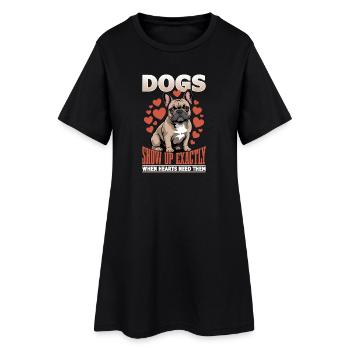 Bouledogue français Race de chien Frenchie - Robe T-shirt Femme - noir - Devant