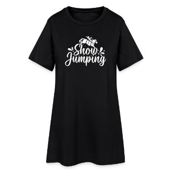 Cavalier amateur, saut d’obstacles anglais - Robe T-shirt Femme - noir - Devant