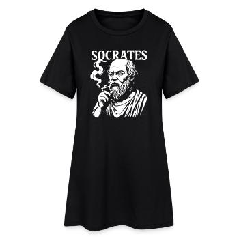Conception du portrait de Socrate fumant une cigarette - Robe T-shirt Femme - noir - Devant