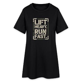 Lift Heavy Run Fast Gym Kraftsport Workout Fitness - Frauen T-Shirt-Kleid - Schwarz - Vorne