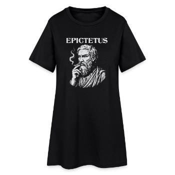 Porträtbild von Epiktetos beim Rauchen einer Zigarette - Frauen T-Shirt-Kleid - Schwarz - Vorne