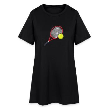 Raquette de tennis avec balle de tennis - Robe T-shirt Femme - noir - Devant