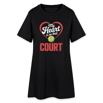 Tennis Sprüche Tennis Lustiges Tennis Geschenk - Frauen T-Shirt-Kleid - Schwarz - Vorne