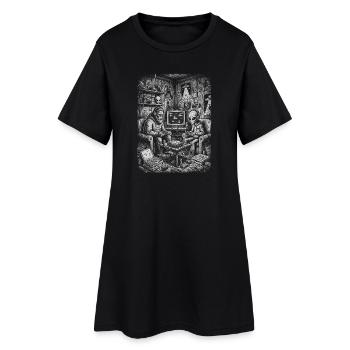 Aliens beim Retro-Gaming Bigfoot Gamer - Frauen T-Shirt-Kleid - Schwarz - Vorne