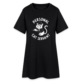 Garçon chat avec du thé - Robe T-shirt Femme - noir - Devant