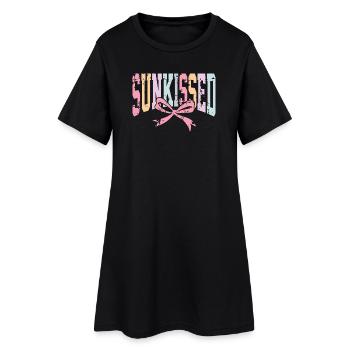 SunKissed Ribbon Pastel Logo Gift Birthday - Women’s T-Shirt Dress - black - Front
