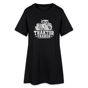 Traktor Fahrer Motiv Silhouette - Frauen T-Shirt-Kleid - Schwarz - Vorne