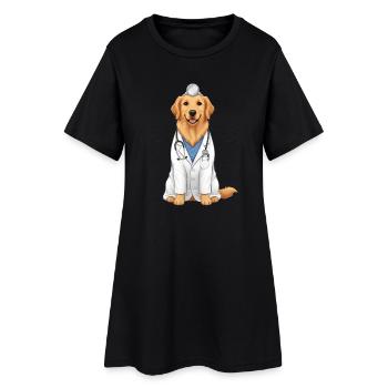 Golden Retriever Dog as a Doctor - Women’s T-Shirt Dress - black - Front