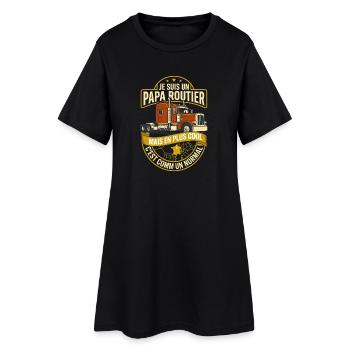 Papa Routier Camionneur Cadeau Humour - Robe T-shirt Femme - noir - Devant