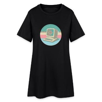 PC rétro sourire pastel - Robe T-shirt Femme - noir - Devant
