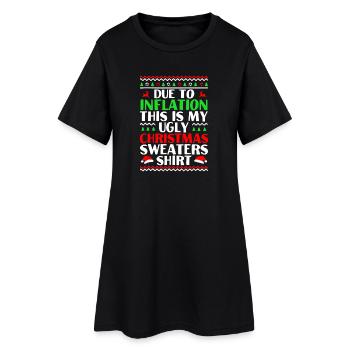 À cause de l’inflation, Chemise de Noël moche - Robe T-shirt Femme - noir - Devant