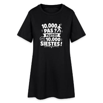 Plutôt 10 000 Siestes - Robe T-shirt Femme - noir - Devant
