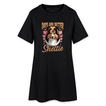 Chien Shetland Sheltie Race - Robe T-shirt Femme - noir - Devant