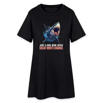 Grand requin blanc Grand requin blanc - Robe T-shirt Femme - noir - Devant