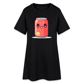 Boîte de limonade Kawaii avec visage - Robe T-shirt Femme - noir - Devant