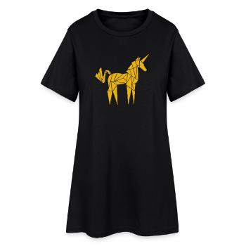 Licorne Origami - Robe T-shirt Femme - noir - Devant