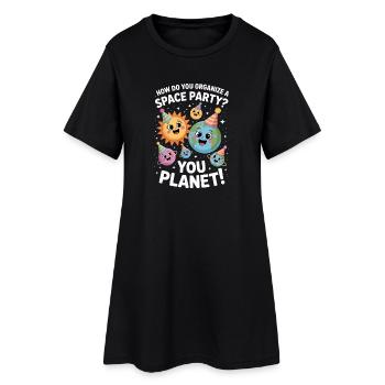 Dessin animé Space Party Planets - Robe T-shirt Femme - noir - Devant
