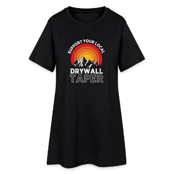 Monteur de placo sur chantier - Robe T-shirt Femme - noir - Devant