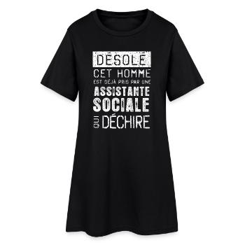 Desole Cet Homme Est Deja Pris Par Une Assistan... - Robe T-shirt Femme - noir - Devant