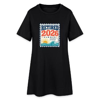 Ruhestandsgeschenke für Frauen, Ruhestand Sommer 2026 - Frauen T-Shirt-Kleid - Schwarz - Vorne