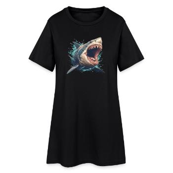 Requins Requin - Robe T-shirt Femme - noir - Devant