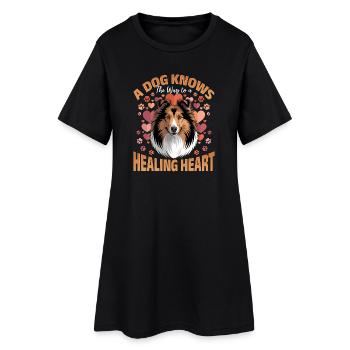 Chien Shetland Sheltie Race - Robe T-shirt Femme - noir - Devant