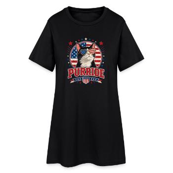 Purrride Patriot Cat Look - Women’s T-Shirt Dress - black - Front