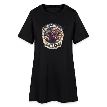 Vache des Highlands Americana aux cheveux en désordre - Robe T-shirt Femme - noir - Devant