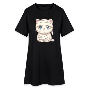Chat en momie à Halloween - Robe T-shirt Femme - noir - Devant