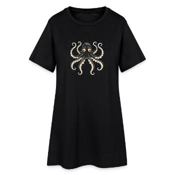 Calmar de dessin animé aux grands yeux - Robe T-shirt Femme - noir - Devant