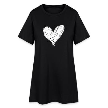 Icône d’amour en forme de cœur dessinée à la main - Robe T-shirt Femme - noir - Devant