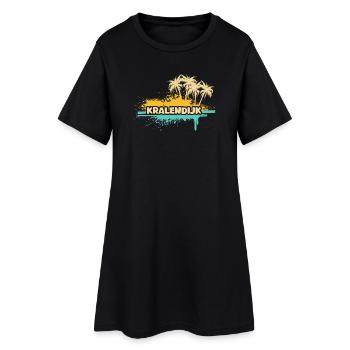 Kralendijk Tropische Palmen Splash - Frauen T-Shirt-Kleid - Schwarz - Vorne