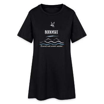 Bodensee Wellen und Möwe schwäbisches Meer - Frauen T-Shirt-Kleid - Schwarz - Vorne