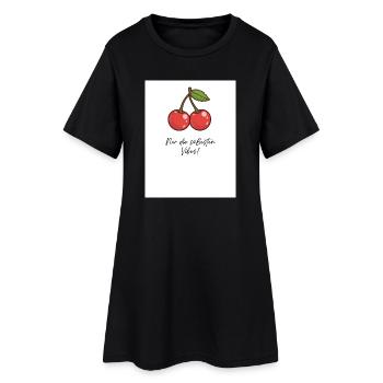 Kirsch-Vibes Süße Momente - Frauen T-Shirt-Kleid - Schwarz - Vorne