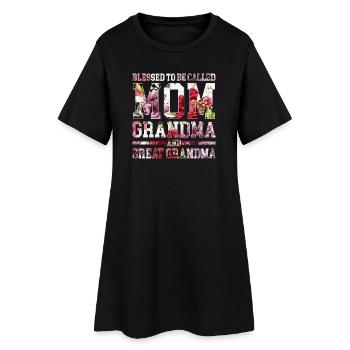 Blumen MOM Großmama Design Great Grandma - Frauen T-Shirt-Kleid - Schwarz - Vorne
