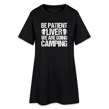 Camping, Vie de campement Vie de campement dans la forêt - Robe T-shirt Femme - noir - Devant