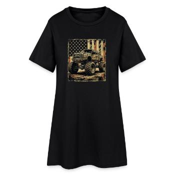Monster Truck dans le style camouflage américain - Robe T-shirt Femme - noir - Devant
