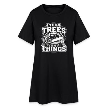 Je transforme les arbres en objets de charpentier forestier bûcheron - Robe T-shirt Femme - noir - Devant